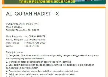Masih di tengah Suasana Pandemi Covid 19 MAN 1 Brebes adakan PAT untuk Kenaikan Kelas