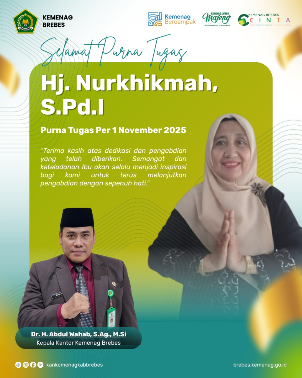 Kemenag Brebes Lepas Purna Tugas Penuh Haru