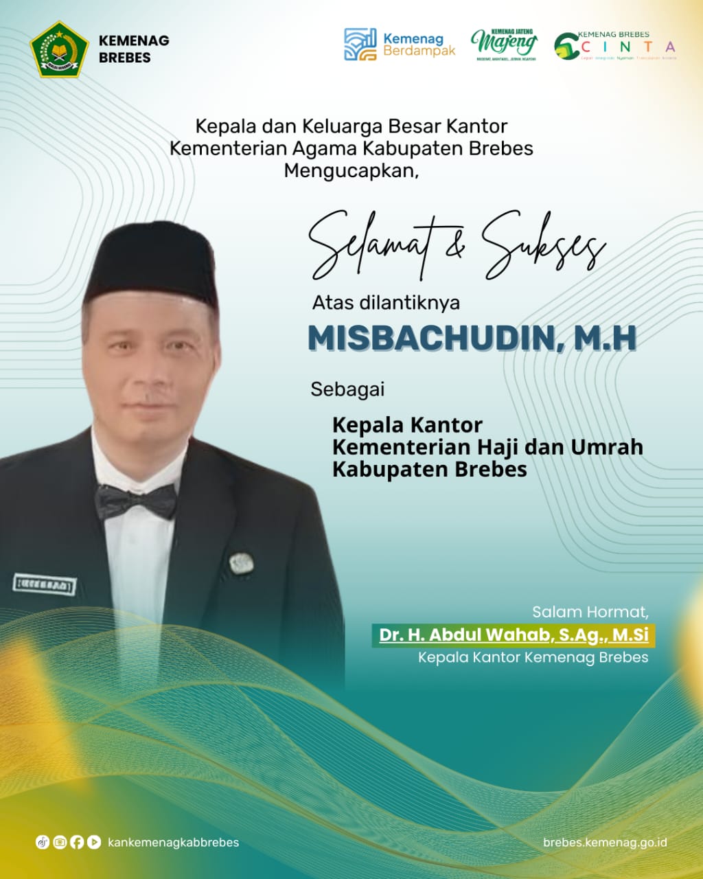 Misbachudin Resmi Jadi Kepala Kantor Kementerian Haji Kabupaten Brebes